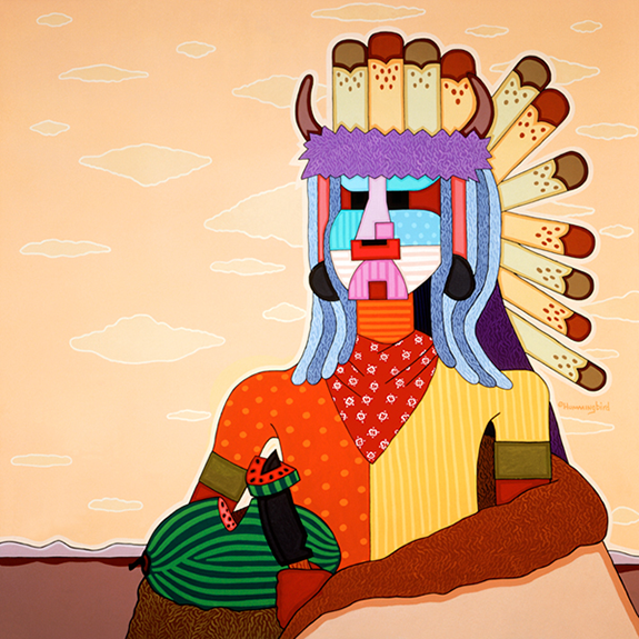 Buffalo Boy Gets His First Bite Print Image