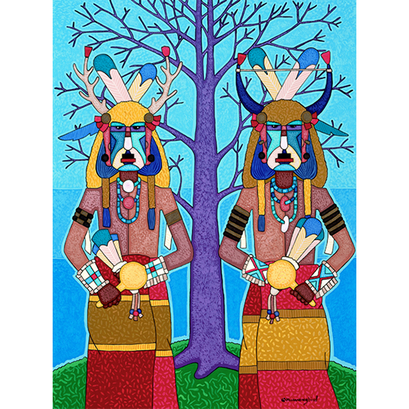 Buffalo Leads, Deer Seconds Print Image