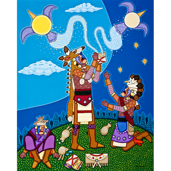 Buffalo Leads, Deer Seconds Print Image