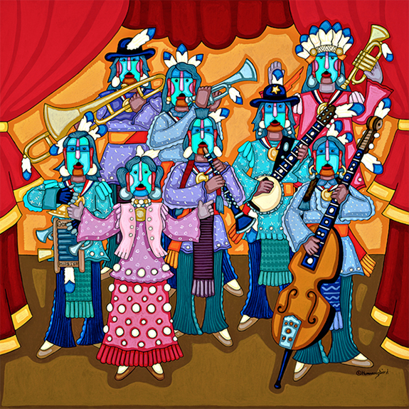 Buffalo Leads, Deer Seconds Print Image